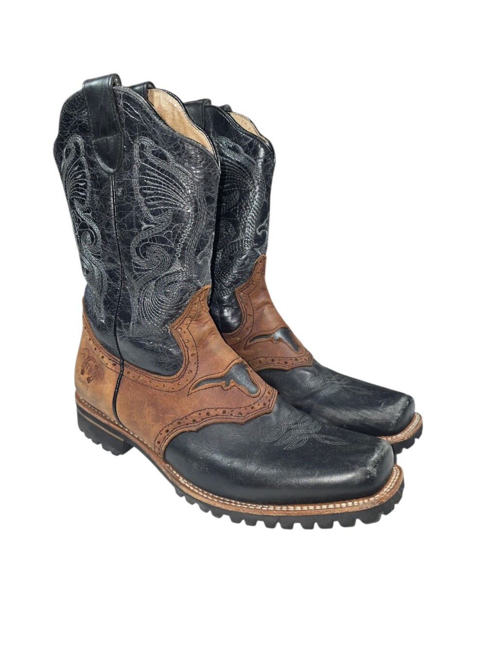 Patron Boots Square Toe Leather Western Cowboy Boots sz 12